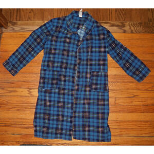 Vintage 60s McKenzie Imperial Blue Plaid Long Men’s Bath Robe Large Grandpacore